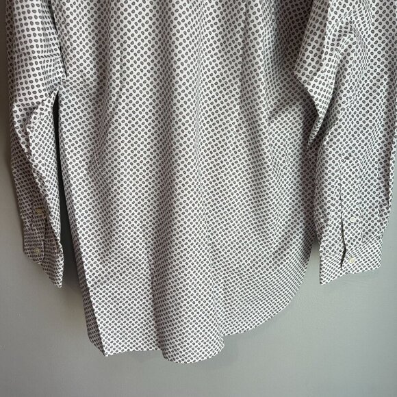 Paul Fredrick Men's Dress Shirt Two Ply Cotton 16 1/2 - 34 White Paisley Print - Picture 8 of 10